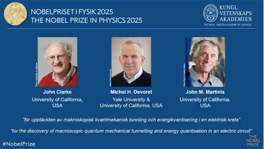 Ba người Mỹ đoạt giải Nobel Vật lý 2025 nhờ khám phá về lượng tử