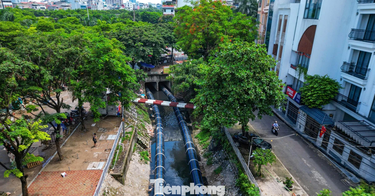 Đường ống khổng lồ dẫn nước hồ Tây ‘hồi sinh’ sông Tô Lịch