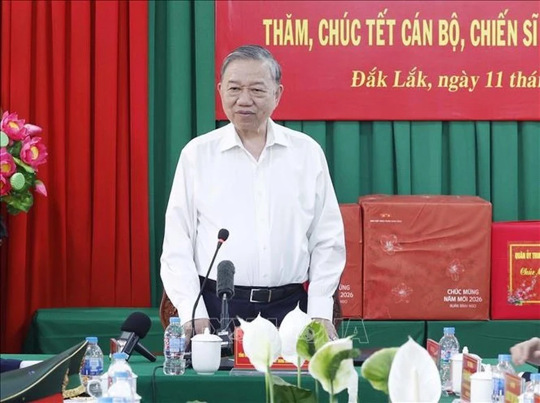 Tổng Bí thư Tô Lâm thăm, chúc Tết cán bộ, chiến sĩ đồn biên phòng EA H’Leo