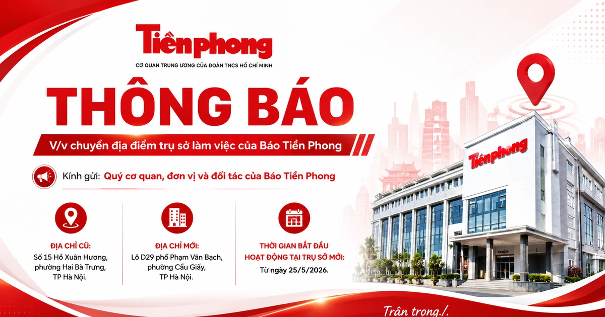 Báo Tiền Phong thông báo chuyển địa điểm trụ sở làm việc