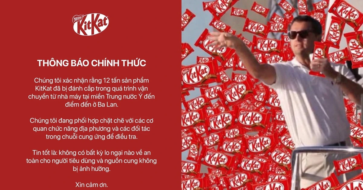 KitKat đăng thông báo bị trộm 12 tấn sản phẩm, không ngờ tạo trào lưu "dở khóc dở cười"