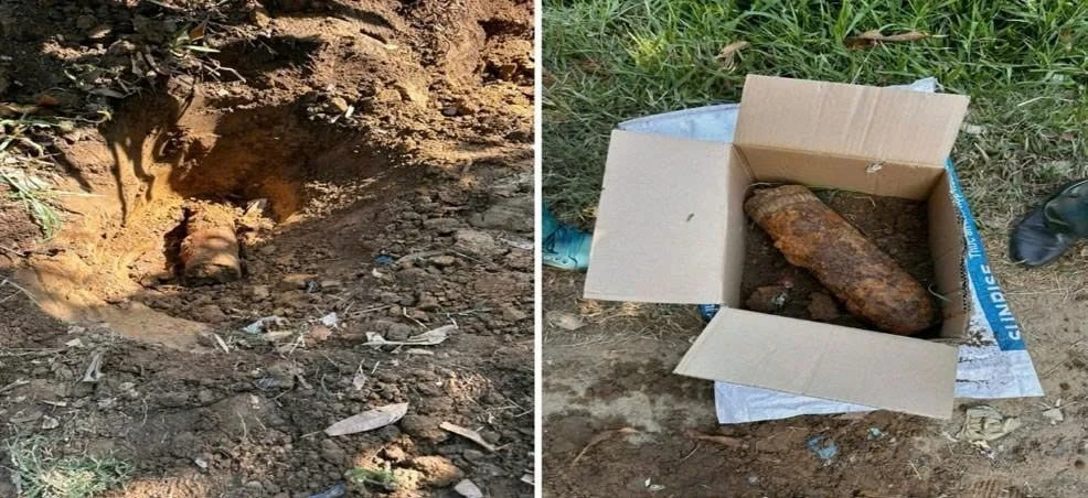 Người dân đào trúng đạn pháo 105mm khi làm vườn