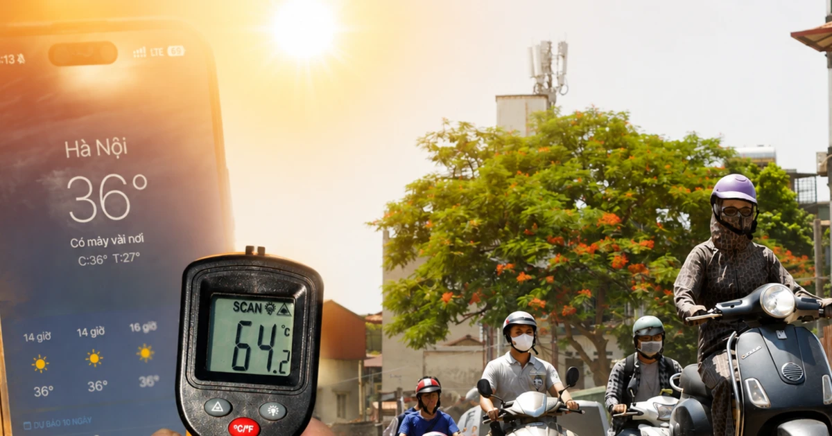 Hà Nội nóng hầm hập, mặt đường có lúc vượt 64 độ C