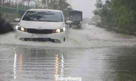 Đường ngập sâu, ô tô bơi trong nước lũ