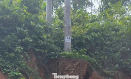 Cột điện đôi sụt móng, nghiêng ngả sau mưa bão