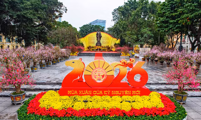 ​Công viên Hà Nội 'thay da đổi thịt', trang trí rực rỡ đón Xuân