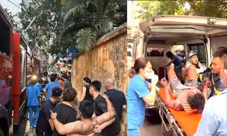 Giải cứu người đàn ông mắc kẹt trong vụ cháy nhà ở Hà Nội sáng nay