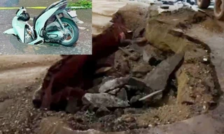 Hà Nội: Nguyên nhân bất ngờ vụ xe máy sụt 'hố tử thần' trên đường Trường Chinh