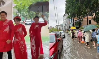 Chú rể Ninh Bình rước dâu giữa ngày Hà Nội ngập nặng, kể trải nghiệm nhớ đời