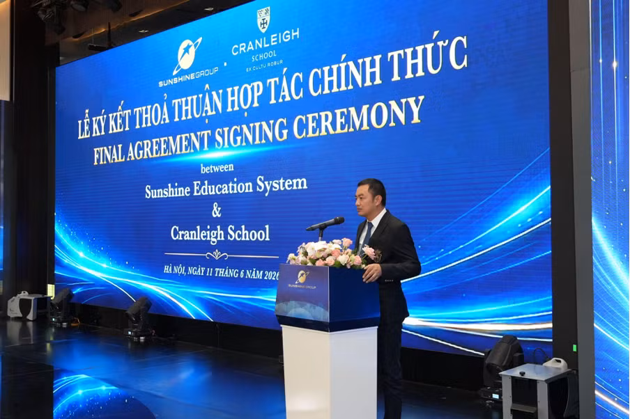 Ông Đỗ Anh Tuấn – Chủ tịch Sunshine Group phát biểu tại Lễ ký kết