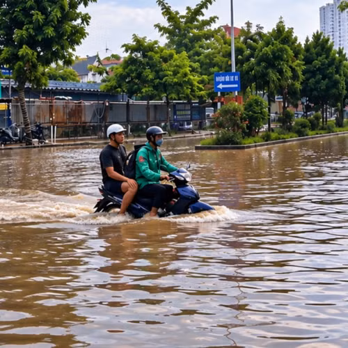 Hà Nội: Nước vẫn bủa vây khu đô thị sau nhiều ngày hết mưa