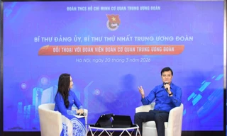 Đồng chí Bùi Quang Huy đối thoại với đoàn viên thanh niên cơ quan Trung ương Đoàn 