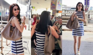 Fan Việt tặng nhẫn “kim cương”, Mai Davika bật cười hạnh phúc tại sân bay 
