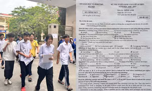 Thí sinh tại điểm thi THCS Nguyễn Trãi, phường Hà Đông.