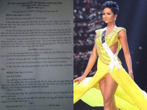 Hoa hậu H'Hen Niê bất ngờ xuất hiện trong đề thi học sinh giỏi gây bão cộng đồng mạng