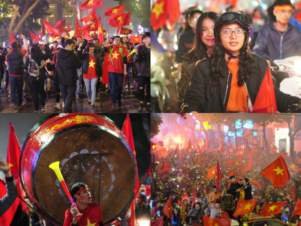 Đường phố rợp cờ đỏ sao vàng, CĐV ùn ùn đi "bão" dù U23 Việt Nam không vô địch