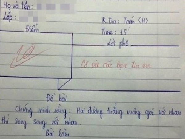 "Thiên tài Toán học" này sẽ chứng minh cho bạn thấy 2 đường thẳng vuông góc với nhau thì... song song