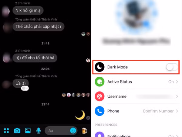 2 bước đơn giản, bất kì ai cũng có thể "hô biến" Messenger chuyển sang màu đen huyền bí