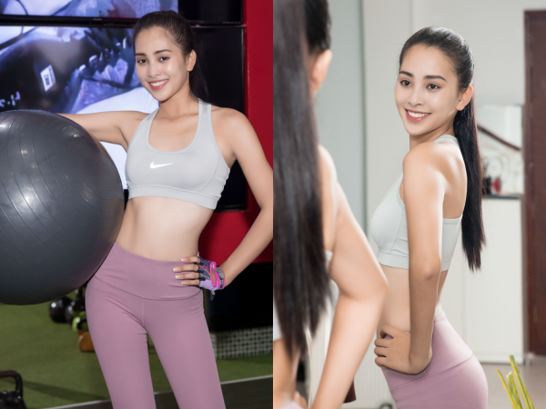 Hoa hậu Trần Tiểu Vy khoe eo thon, tích cực tập luyện cho Miss World 2018
