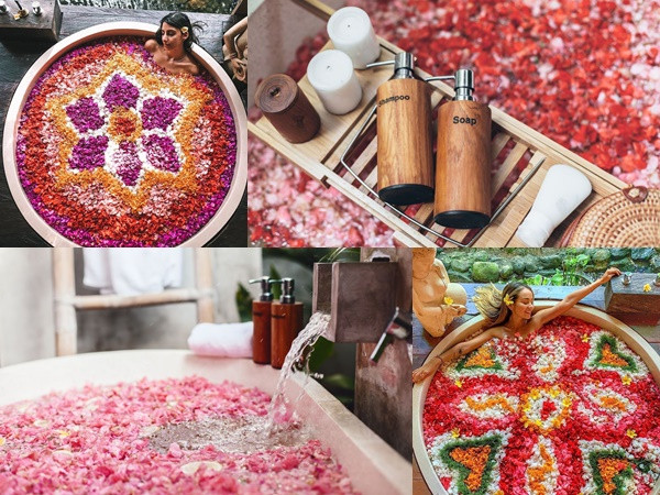 Thư giãn kiểu sang chảnh trong bồn tắm phủ đầy hoa ở đảo du lịch Bali