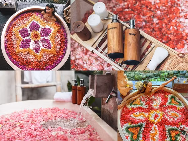 Thư giãn kiểu sang chảnh trong bồn tắm phủ đầy hoa ở đảo du lịch Bali