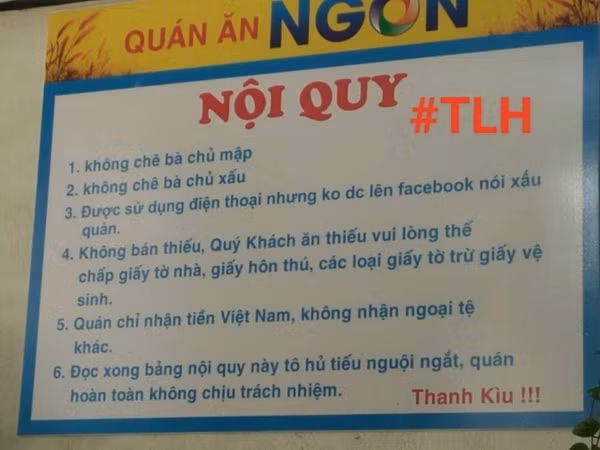 Bảng nội quy "bá đạo" của bà chủ quán hủ tiếu khiến dân mạng nhao nhao xin địa chỉ