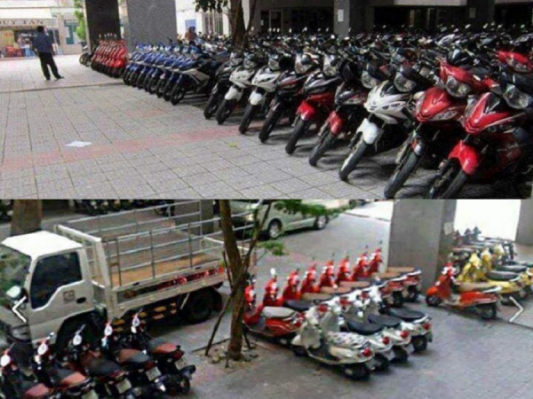 Bác bảo vệ có tâm: Xếp xe đúng hàng, đúng loại, nhìn sân trường cứ ngỡ showroom xe máy