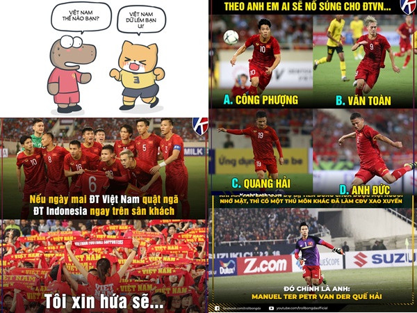 Ảnh chế tuyển Việt Nam quyết tâm trả món nợ 3 năm trước với Indonesia