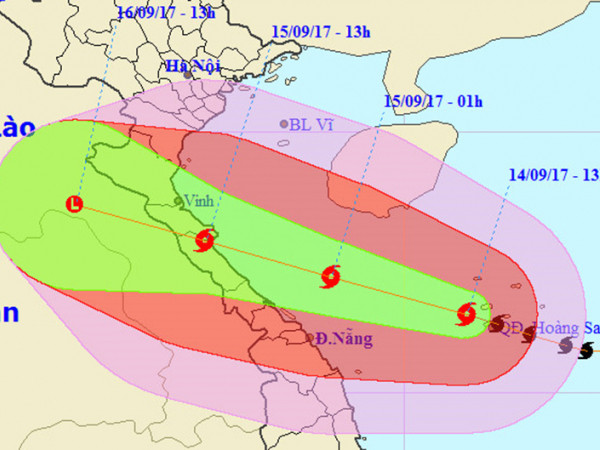 Bão Doksuri tăng cấp 12, dự đoán đổ bộ từ Nghệ An đến Quảng Trị đầu giờ chiều 15/9
