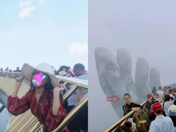 Cầu Vàng Đà Nẵng quá tải khách du lịch, nhiều bạn trẻ bất chấp nguy hiểm để "sống ảo"