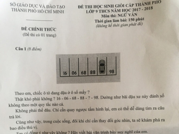 Câu hỏi Toán học trong đề thi học sinh giỏi Văn khiến dân mạng "dậy sóng"