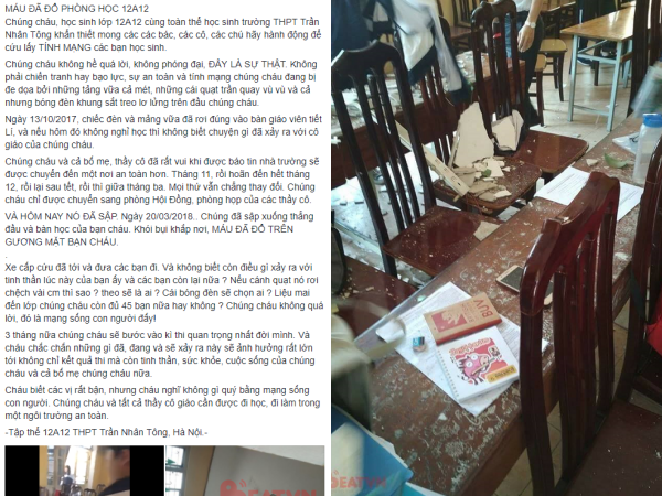 Hà Nội: Đang ngồi học, mảng trần rơi trúng đầu khiến 3 học sinh bị thương