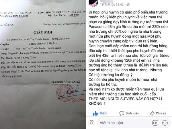 Thực hư chuyện "bị CA mời làm việc" vì đăng giấy mời họp phụ huynh lên Facebook