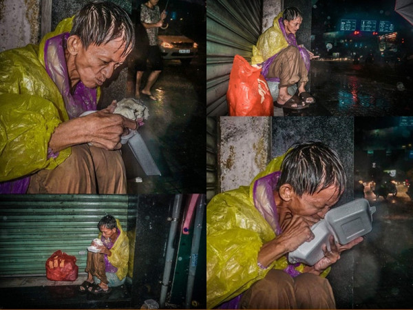 Nhói lòng hình ảnh ông chú vô gia cư trong đêm bão nhận hơn 20K lượt share trong vòng 1 tiếng