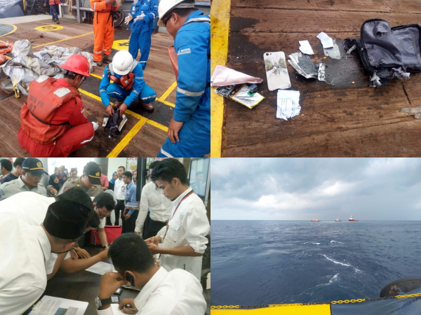 Điện thoại, balo và mảnh vỡ nổi trên biển sau vụ rơi máy bay Lion Air