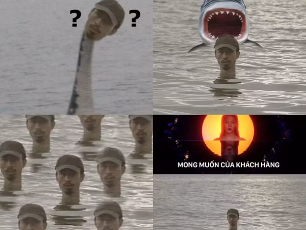 Gây "ám ảnh" nhất những ngày này chính là hình ảnh Đen Vâu ngâm mình dưới nước