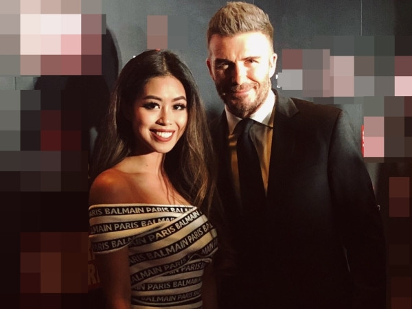 Em chồng Hà Tăng - Thảo Tiên cùng mẹ gặp lại David Beckham tại Singapore