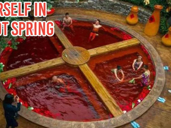 Hồ tắm nước nóng ở Trung Quốc như nồi lẩu cay khổng lồ