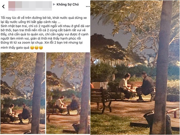 Bức ảnh đón sinh nhật trên ghế đá công viên cùng người yêu này sẽ khiến bạn phải ghen tị