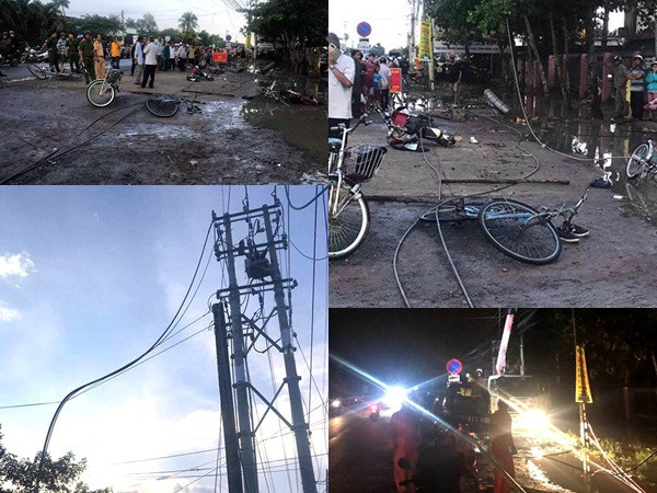 Dây điện trung thế rơi xuống đường, 2 học sinh bị điện giật thương vong, 4 bị thương nặng