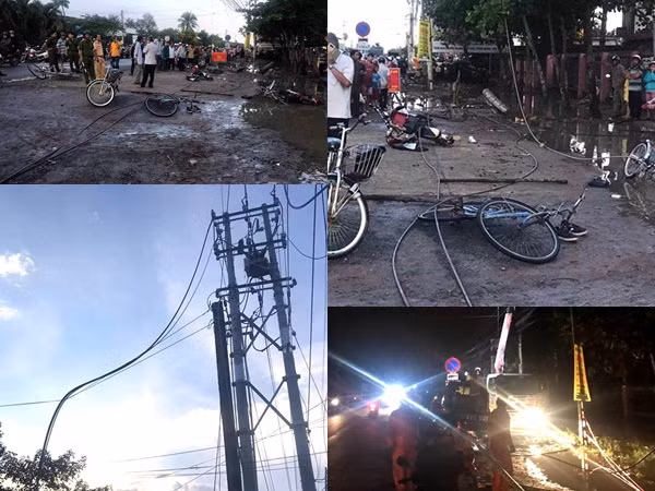 Dây điện trung thế rơi xuống đường, 2 học sinh bị điện giật thương vong, 4 bị thương nặng