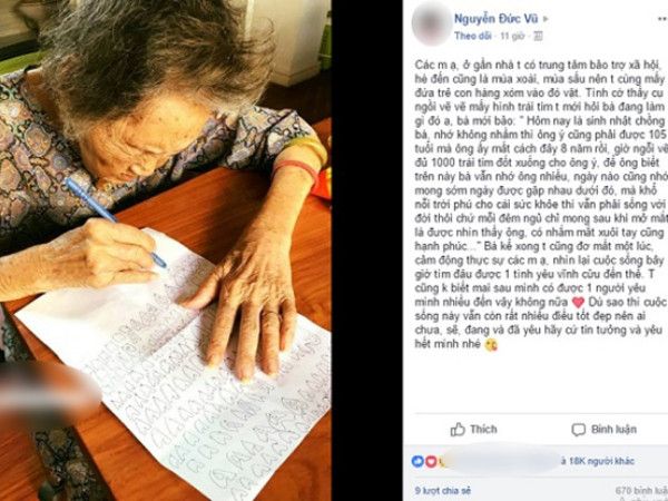 Cụ bà cặm cụi vẽ 1000 trái tim "đốt" gửi chồng quá cố nhân ngày sinh nhật