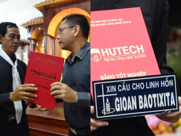 Hiệu trưởng ĐH Hutech trao bằng tốt nghiệp cho sinh viên tử nạn ngay trong đám tang