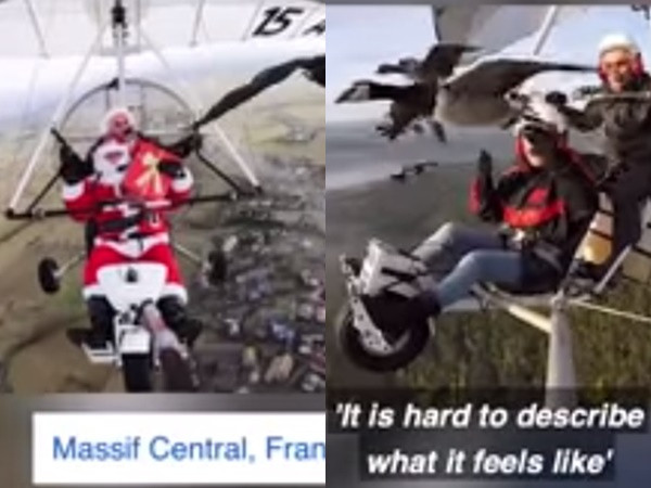 Ông già Noel bay cùng chim ngỗng để tặng quà? 