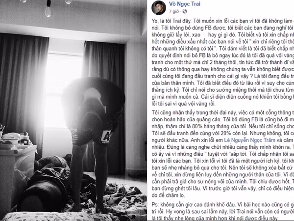 Diễn viên Ngọc Trai phải cúi đầu xin lỗi khán giả để có thể sử dụng Facebook trở lại
