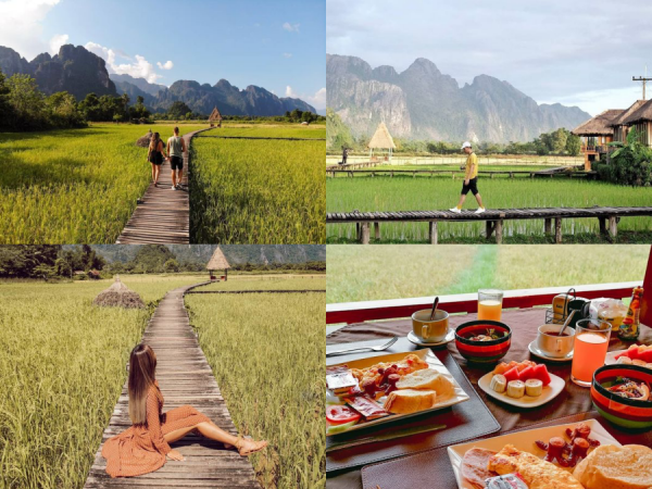 Cây cầu gỗ giữa đồng ruộng xanh rì khiến người ta phải thốt lên: Lào đẹp đến thế này ư?