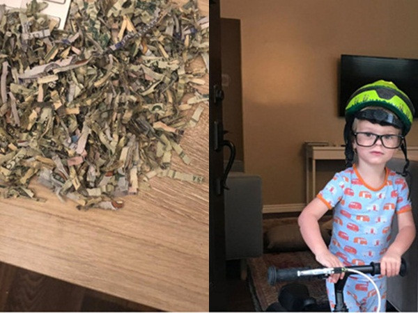 Cậu bé biến 1.000 USD thành giấy vụn