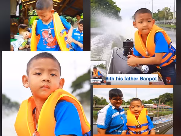 Ngạc nhiên chưa? Cậu bé 5 tuổi lái thuyền máy đến trường