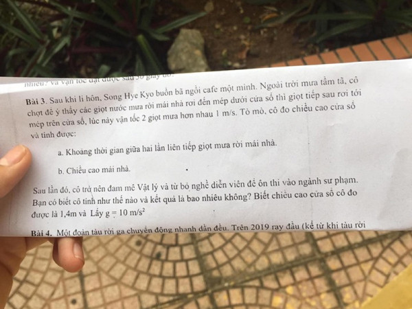 Song Hye Kyo hậu ly hôn xuất hiện trong đề thi Vật lý lớp 10 khiến teen thích thú