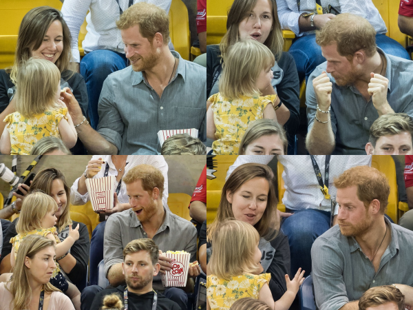 Loạt biểu cảm đốn tim phái nữ của Hoàng tử Harry trước "tên trộm nhí" mê bỏng ngô